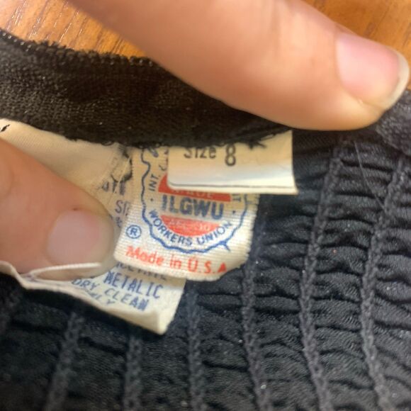 VTG 80s Positively Ellyn Black Velvet Gold Strapless Party Bubble Dress Sz. 8 - Picture 8 of 13